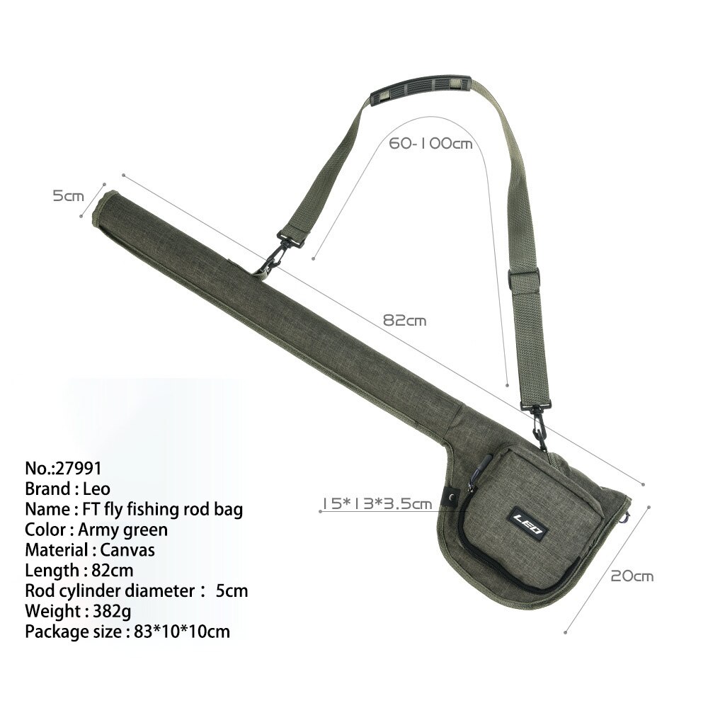 Leo flugfiske väska 27991 ta in fiske rulle fiskespön tillbehör låda 82cm armégrön duk paket pesca lock väskor