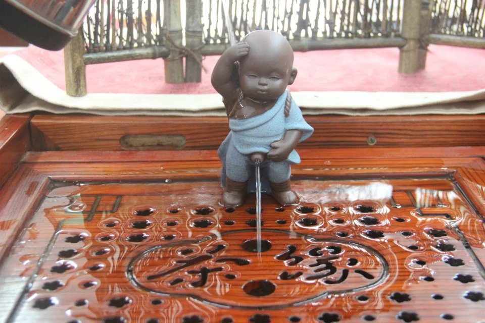 Chinese tea pet little monk Purple sand Tea pet Tea accessories blue