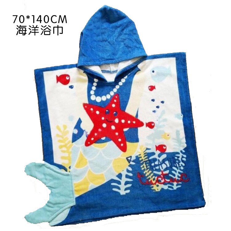 Peignoir de bain bleu océan étoile pour enfants, serviette à capuche princesse grenouille rose pour nourrissons et tout-petits