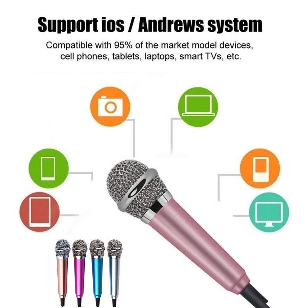 Mobile Phone Microphone 3.5mm Jack Plug Mini Condenser With Studio Voice Sing Microphone With Earphone