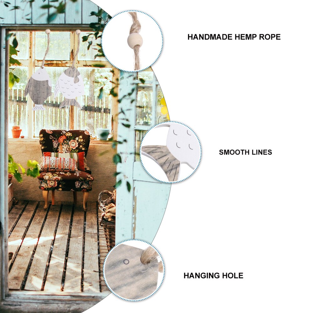 4 PCs Fish Shaped Pendants Wooden Unique Festival Drops Party Supplies for Hotel