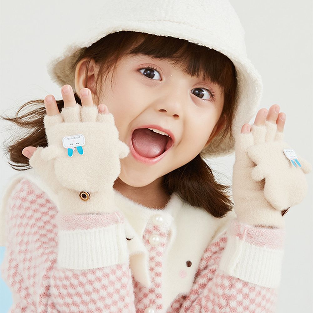 Baby Winter Handschoenen Jongens Meisjes Gebreide Vingerloze Wanten Kinderen Half Vinger Flip Manchet Wanten Peuter Warme Handschoenen 1-6 jaar