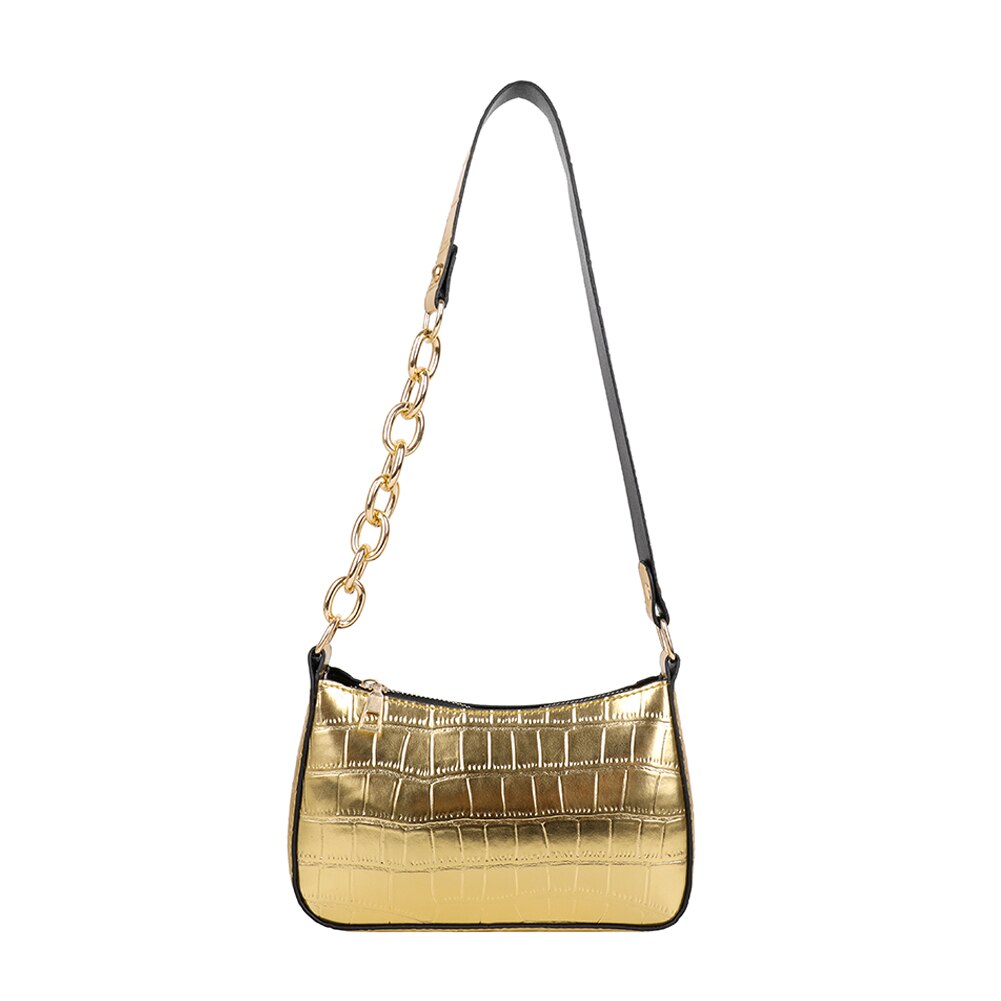 Vrouwen Alligator Patroon Schouder Onderarm Zakken Rits Pu Lederen Portemonnees: Goud