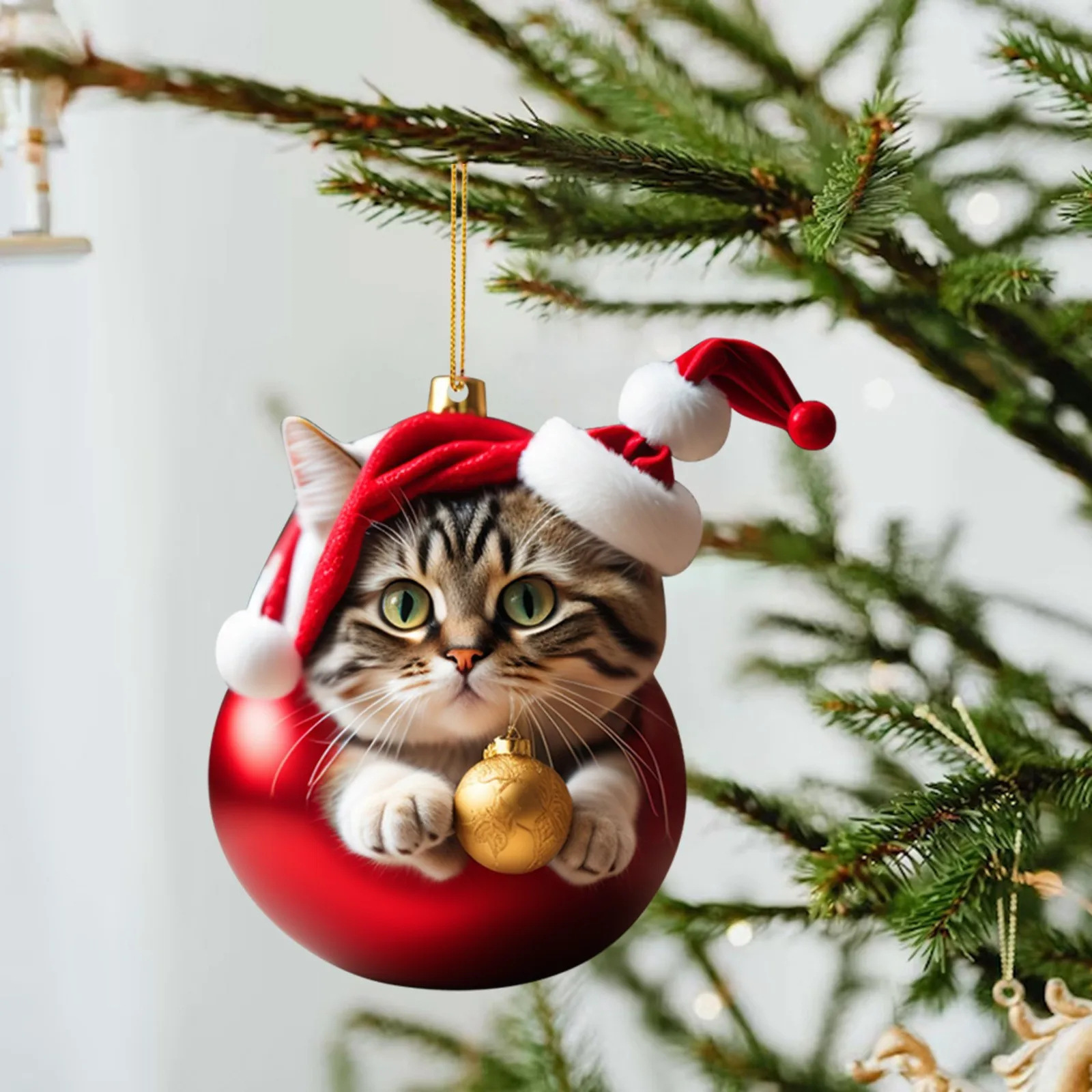 Christmas Modern Home Decoration,Car Pendant Hanging Ornament2d Acrylic Funny Cat Christmas Tree Ornament Cat Acrylic Ornament: Deep Sapphire
