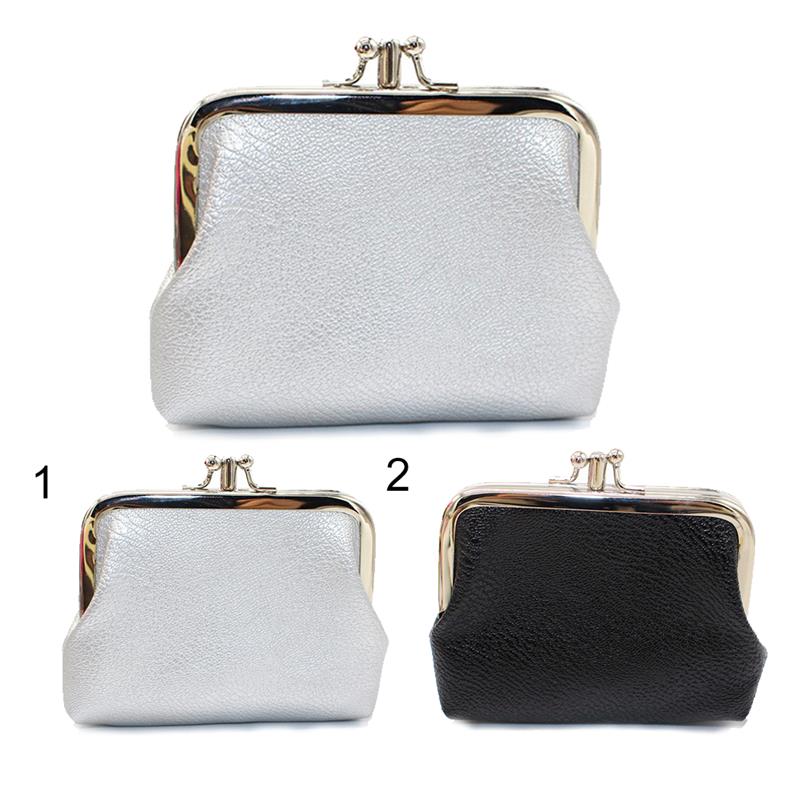 Solid Color Double Layer Ladies Short Wallet Women Coin Purse Vintage Clasp Closure Coin Pouch Change Purse