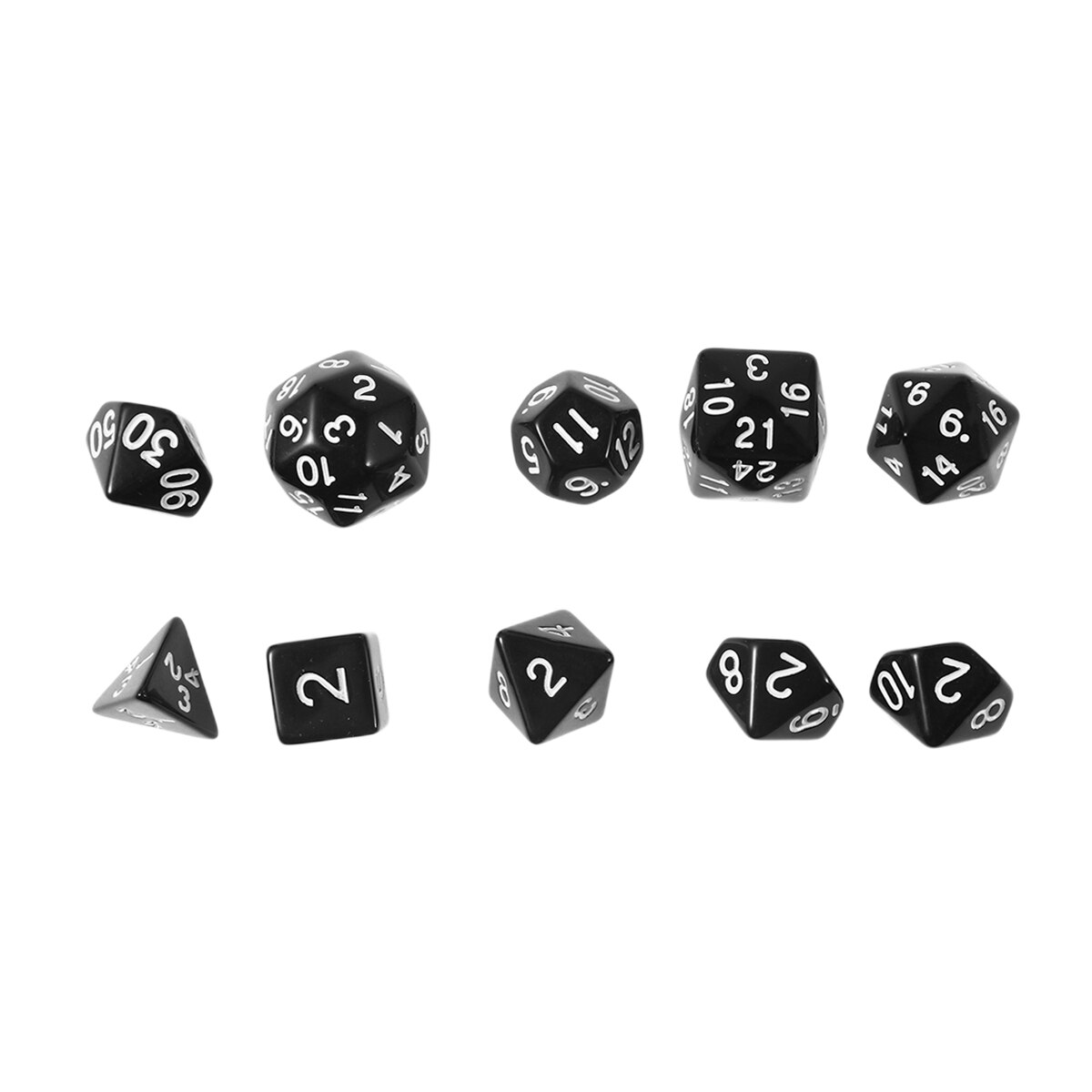 1 Set/10 Pcs Acrylic Polyhedron Dices Numbers Dice Multi-Faceted Entertainment Dice For Home Bar Table Board Games: Black