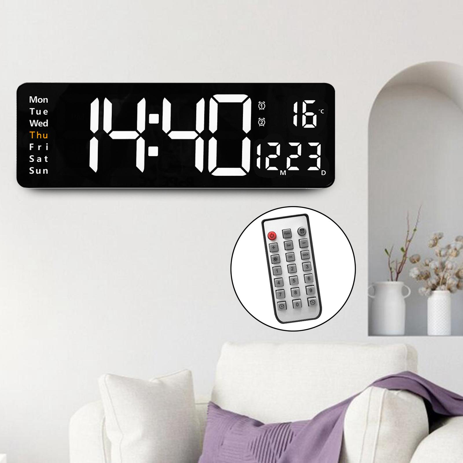 Large Screen Digital Wall Clock Date Week Display Remote Control LED Clocks for Restaurant Hotel School Office Housewarming