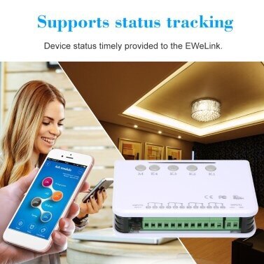 Módulo Universal inalámbrico de Control remoto inteligente para puerta de garaje, enchufe de 4 canales, CC, 5V, Wifi, temporizador, aplicación móvil, Control remoto, 5V/220V/12V
