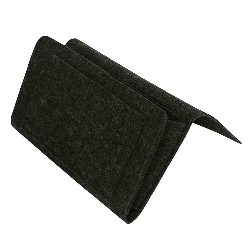 Sengeside filt opbevaringstaske med lommer sovesofa skrivebord hængende organizer til telefon magasiner tablets fjernbetjeninger dag-ship: Mørkegrå