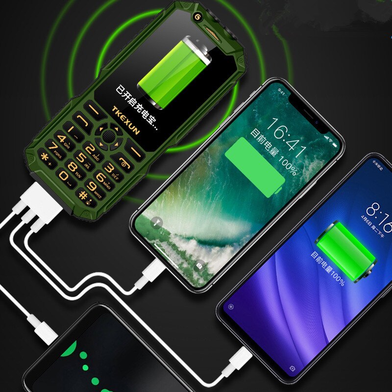 Tkexun  q8a ondersteunt wifi-mobiele telefoon met drukknop en powerbank, analoge 3.0 inch mobiele telefoon met dubbele zaklamp en grote stemcel