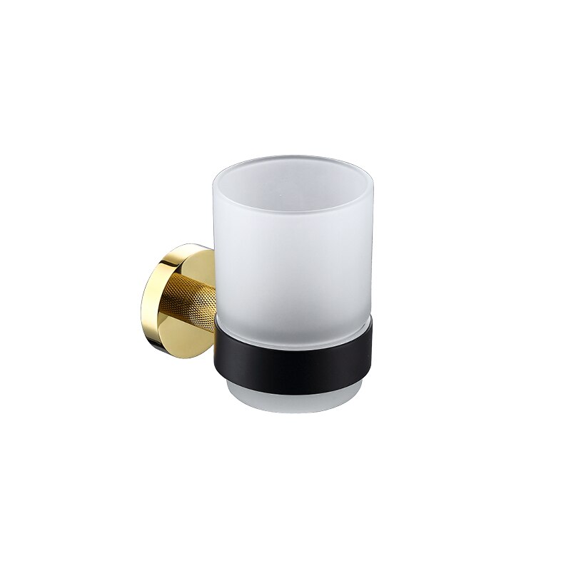 Solid messing håndklæde håndklædeholder hylde væg toiletbørsteholder sæbedispenser knagerækker sort guld badeværelsestilbehør sæt: E805