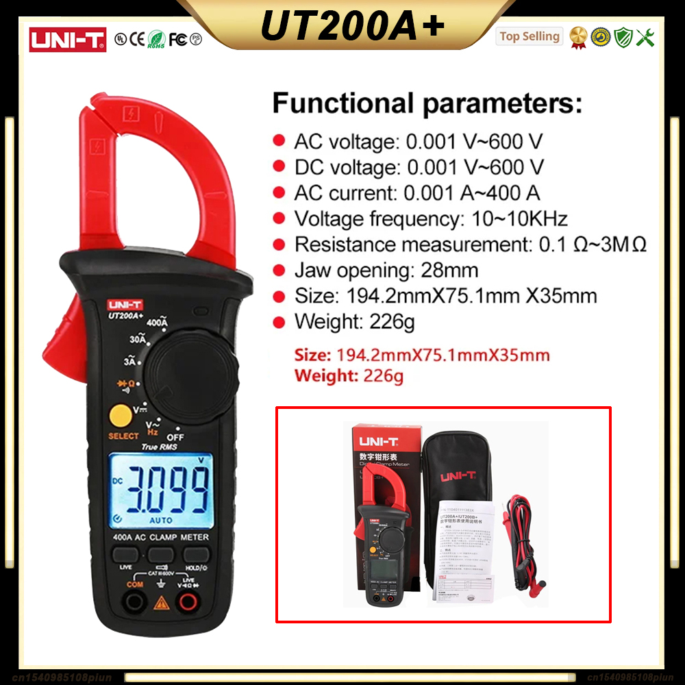 UNI T UT210E UT210D UT202A + UT204 PLUS Stroomtang Ampèremeter Digitale Elektricien Tool Elektrische Tester Multimeter: Beige