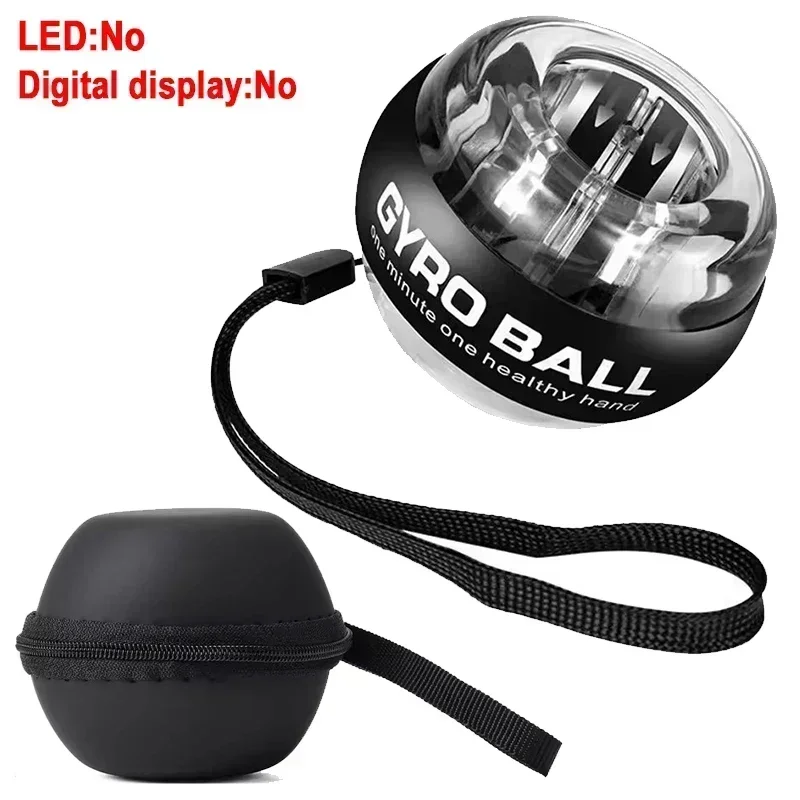 Gyrobal met ballentas Powerball Gekleurde lichten Power Ball Gymoefening Sporttrainingsapparatuur Armworstelen Onderarmtraining: Black