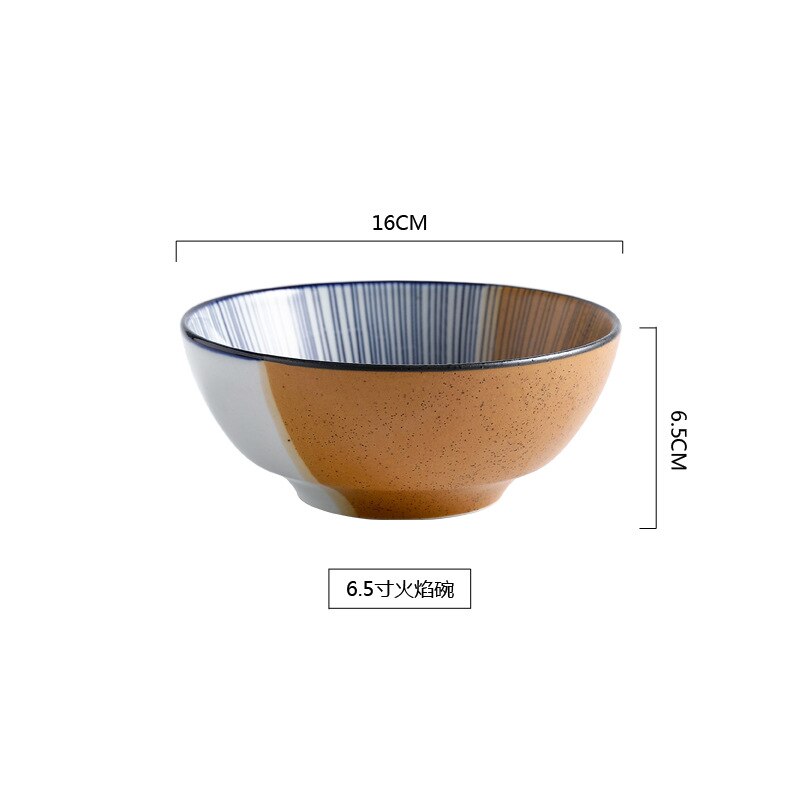 Retro Japanese Style Ceramic Sushi Plate Tableware Household Dishes Rice Noodle Bowls Steamed Dishes Porcelain Dinner Plates: 6.5 Inch Bowl