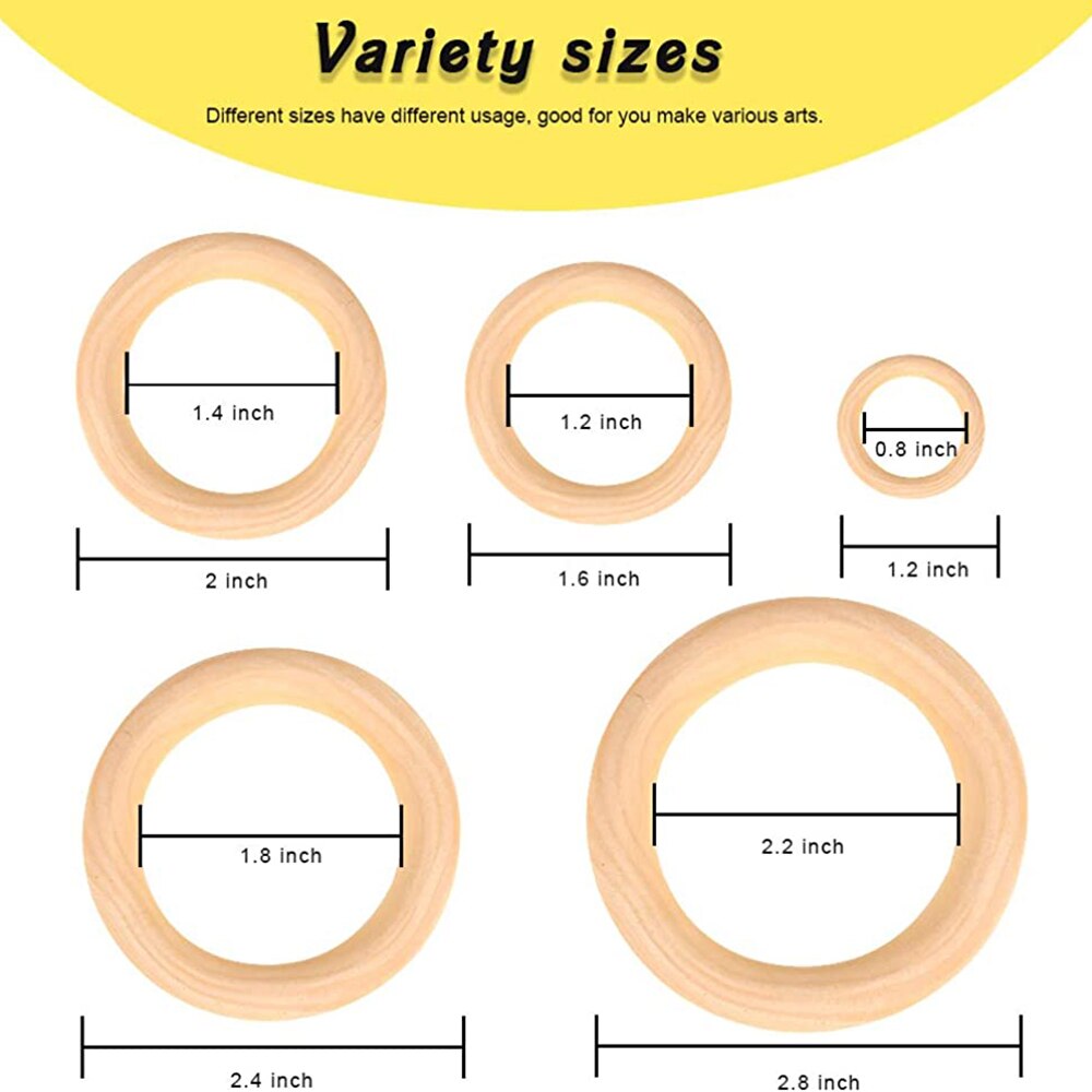 15-100mm Unfinished Wooden Rings for Crafts Natural Wood Rings DIY Wood Hoops Ornaments Connectors Jewelry Making Ring Pendant