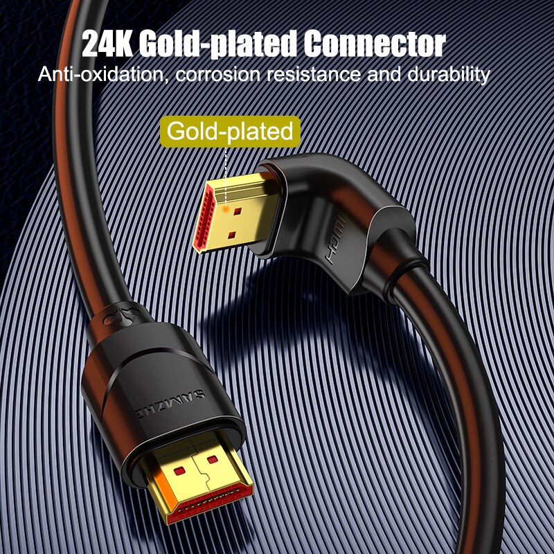 SAMZHE 4K HDMI 2.0 Cable 90/270 Degree Angle Adapter HDMI Cable 2K*4K 1080P 3D for TV PC Projector PS3 PS4 Laptop