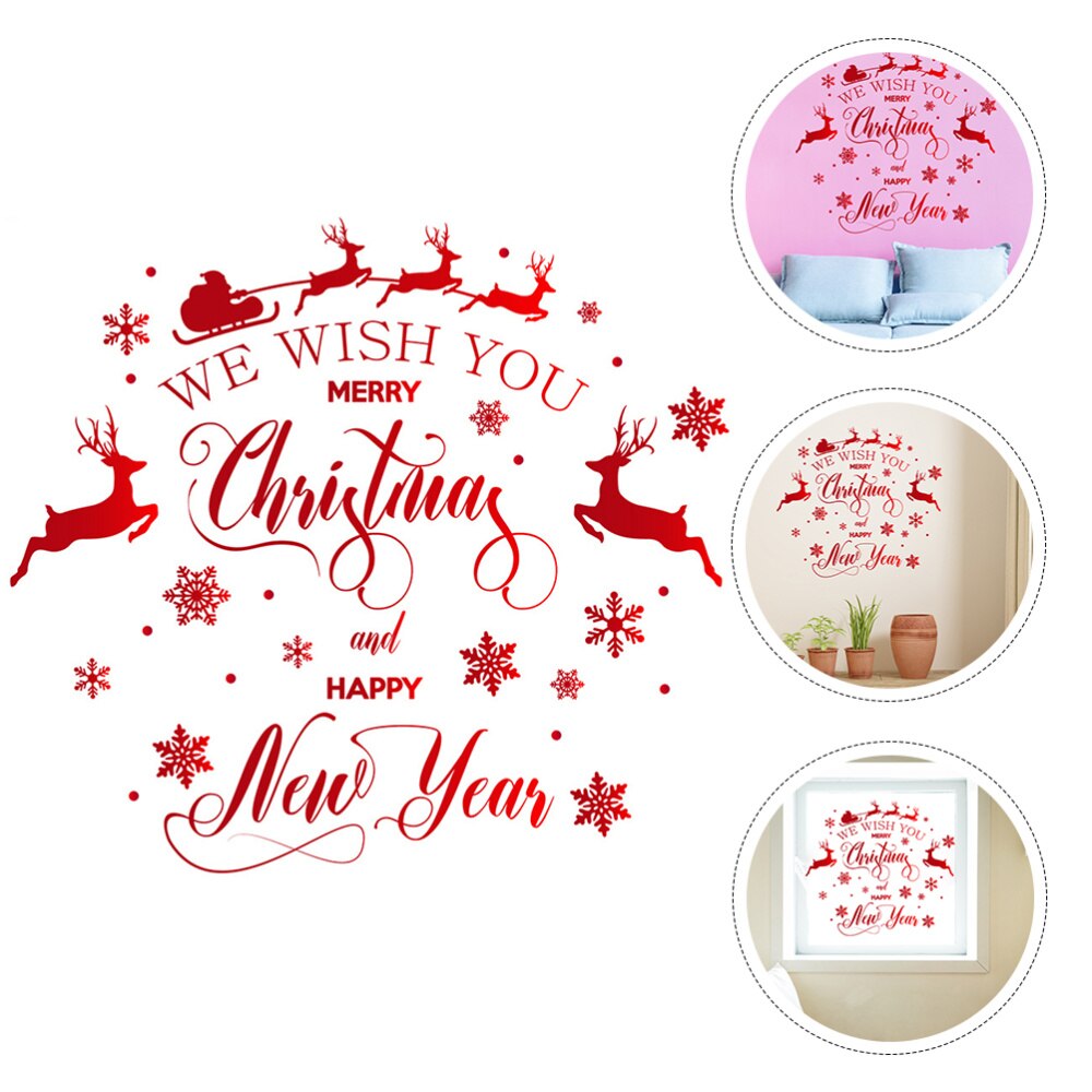 1Pc Christmas Decorative Stickers Elk Pattern Wallpaper Room Background Sticker