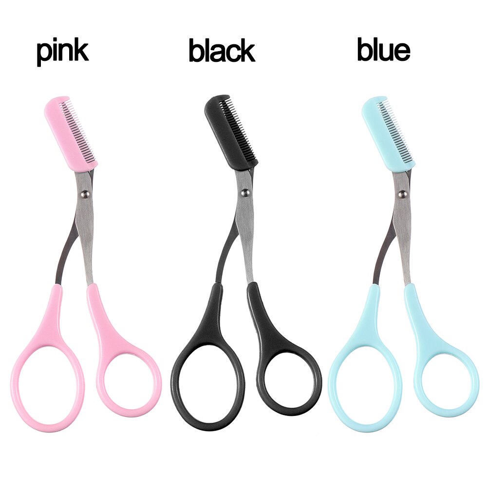 Tijeras de corte de cejas de acero inoxidable, con peine, afeitadora moldeadora de pelo, pinzas para pelos de pestañas, instrumentos removedores de maquillaje, 1 ud.