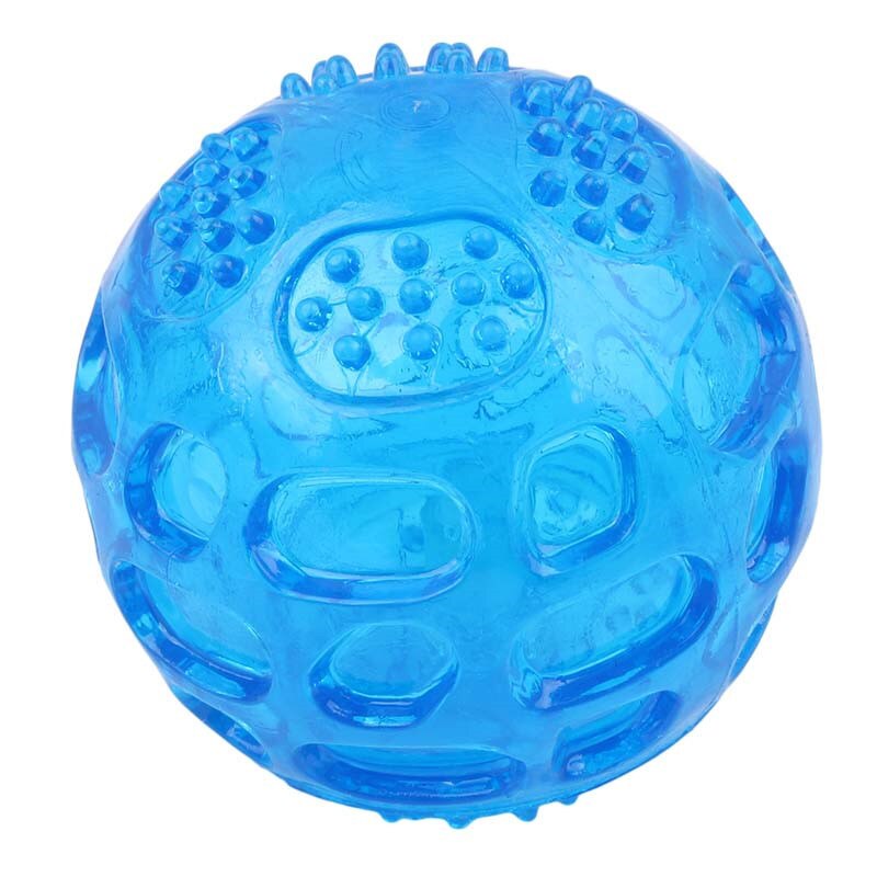 Perro gato cachorro juguetes que suenan lunares juguete bolas de Limpieza de dientes pelotas para jugar Pet dientes masticar juguete del animal doméstico de accesorios: Blue
