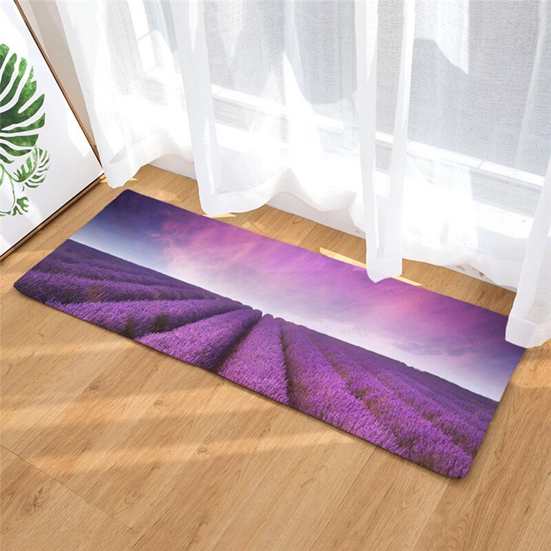 Peinture à la lavande antidérapante flanelle | 40x60cm, tapis de salle de bain, d'absorption d'eau, tapis de sol, tapis de porte, directe: 7