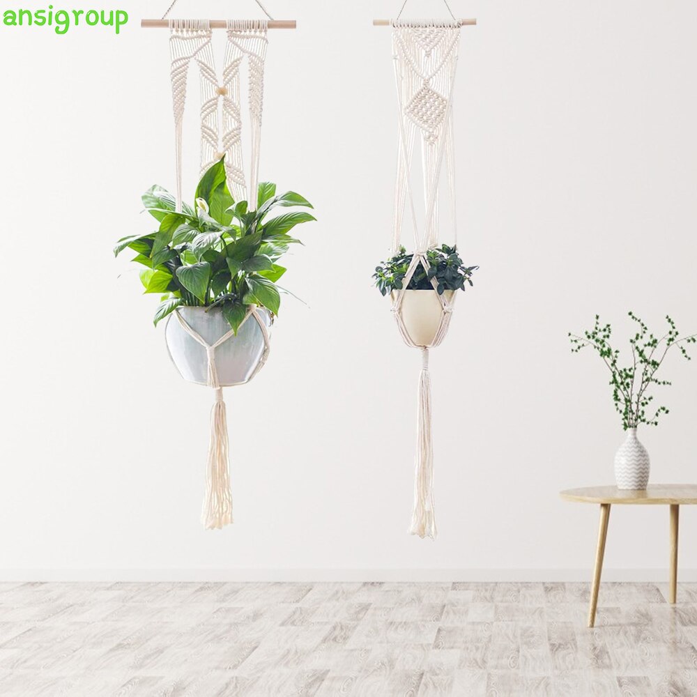 Macrame Plant Hanger Handmade Boho Wall Hanging Baskets Flowerpot Plant Holder Braided Craft For Garden Home Room Decoration
