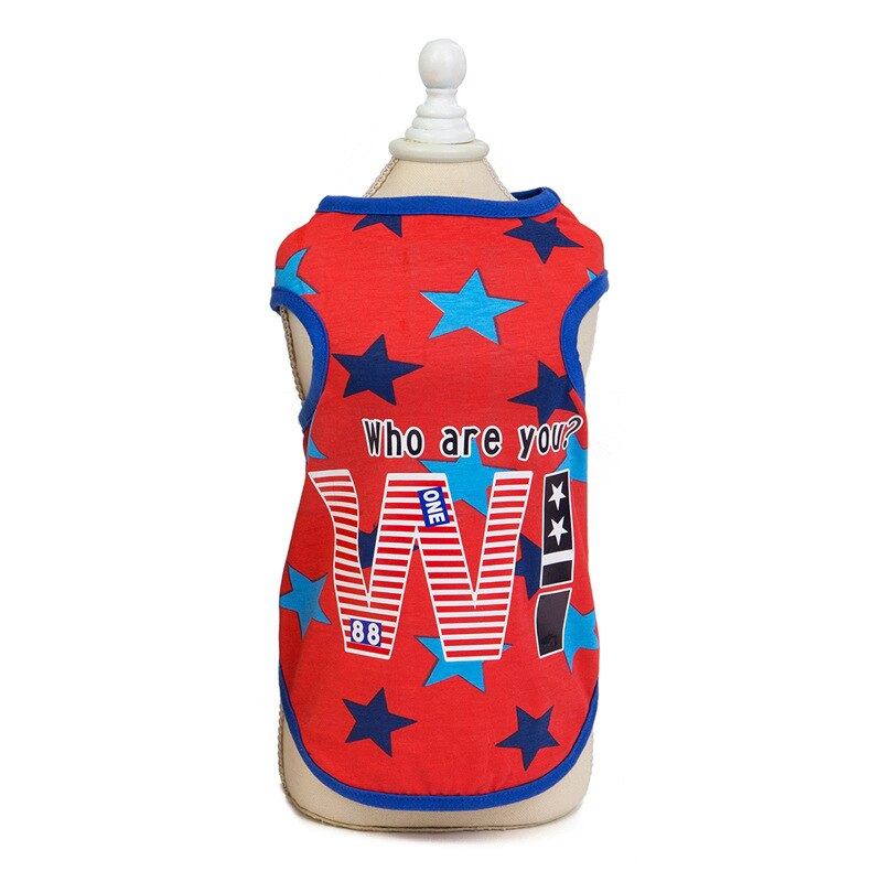 Base Dog Clothes Cheap Spring Summer Five-Pointed Star Printing Pet Vest Dogs Sport Shirt Pets T shirt Cats Clothing: Red / S