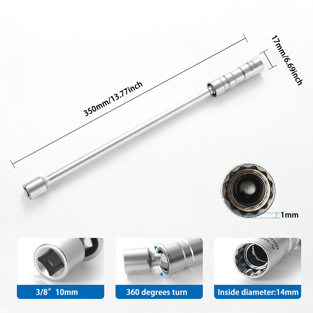 Lot de 2 clés à bougie d'allumage 14 mm, 16 mm, douille de bougie d'allumage magnétique étendue à 12 points Outil de démontage de clé à douille | Leroy Merlin
