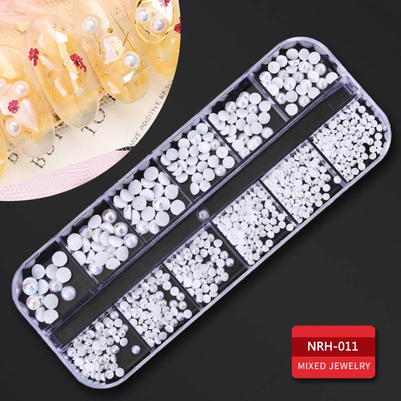 Neue Nagel Kunst Dekorationen 3D Kristall AB Strass Nagel Steine Charme Edelsteine Perle DIY Gold Silber Niet NäGel Schmuck Zubehör: 011