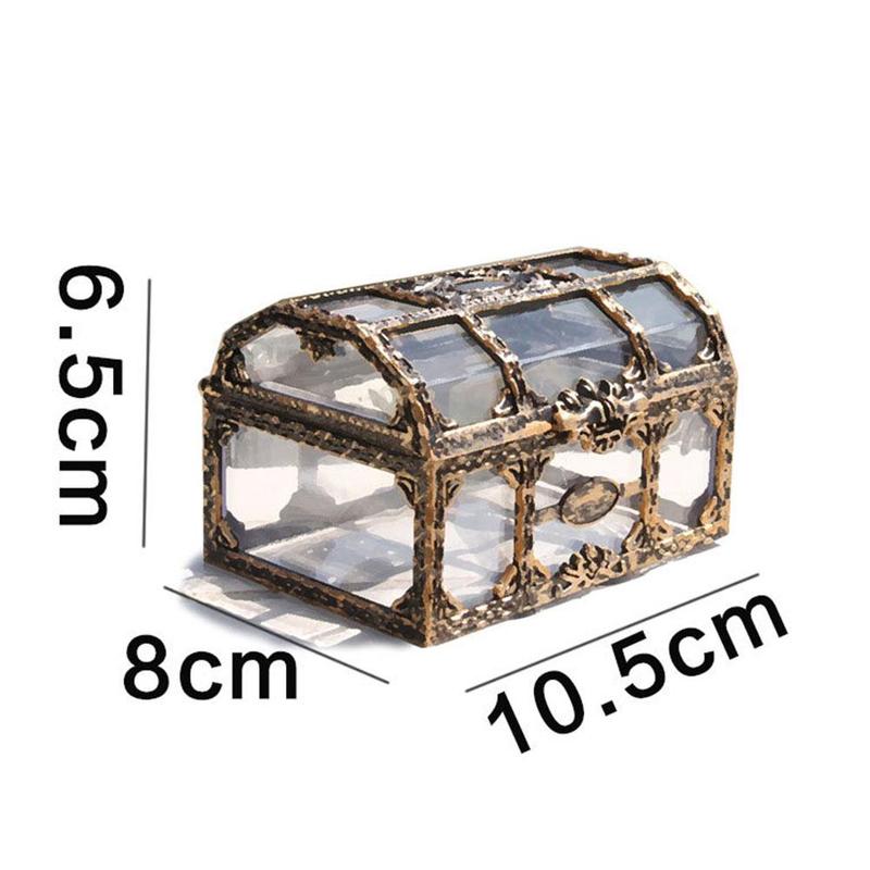 Plastic Transparent Pirate Treasure Box Crystal Gem Jewelry Box Storage Organizer Chest Box Treasure For Jewelry Gem Trinket Box