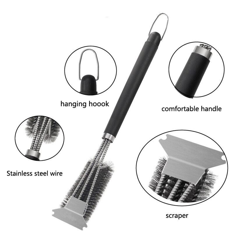 Grill Brush and Scraper,18 inch stainless steel Wire Barbecue cleaning brush,BBQ cleaner for Weber Gas/Charcoal Grilling Grates