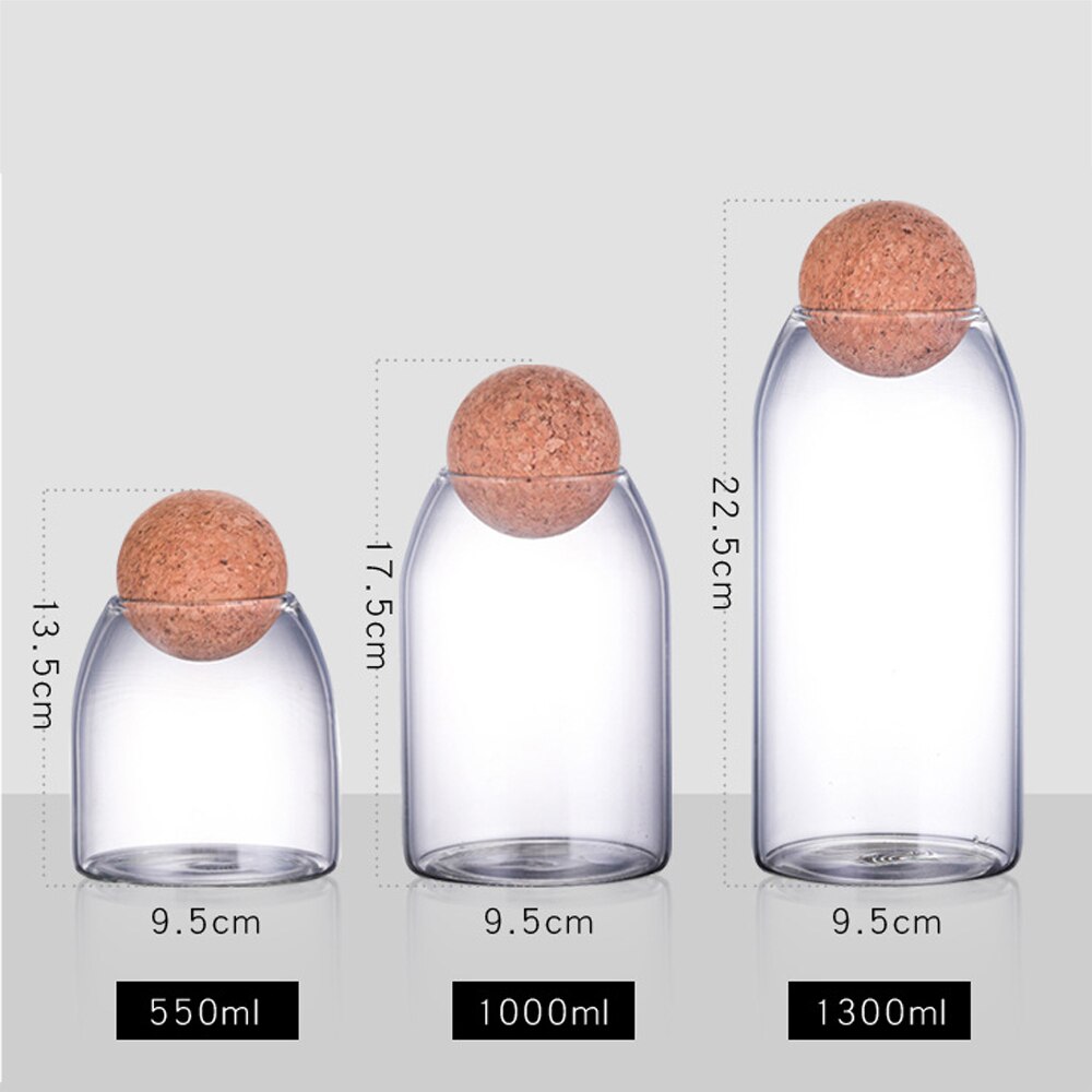 Glas lufttät burk förvaringsflaskor burkar korn teblad kaffebönor godismat glasburk med kullock värmebeständig tank