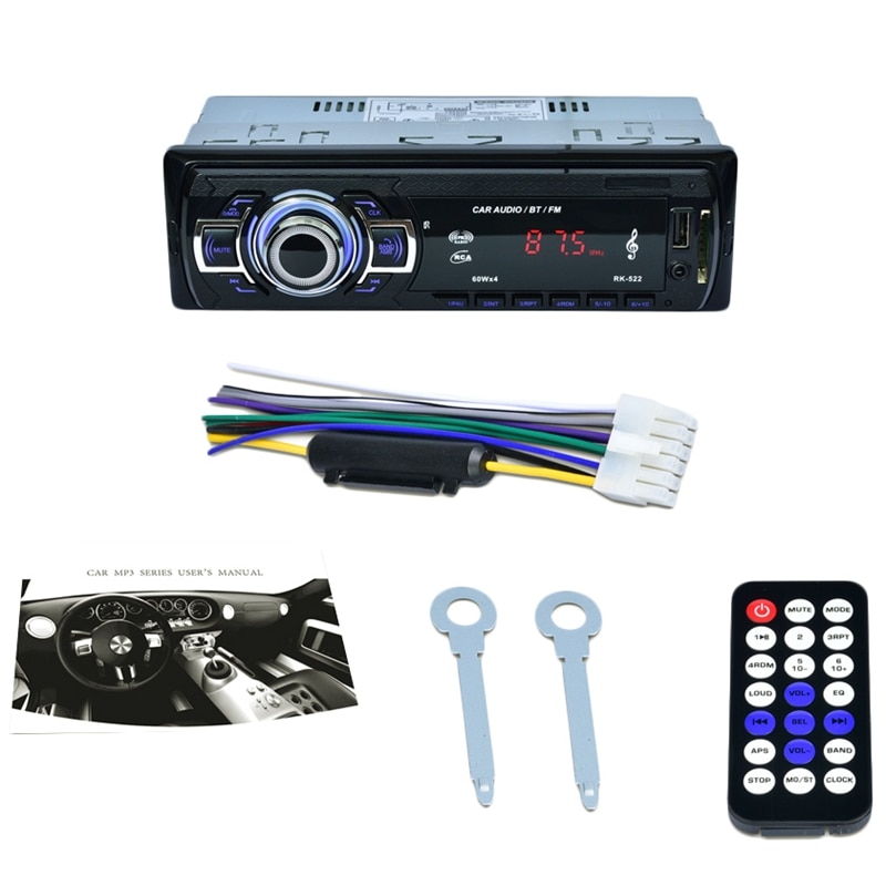 Car Mp3 Player Car Sd Card Reader Usb With Bluetooth Fm Tuner Aux In Remote Control Rk-522