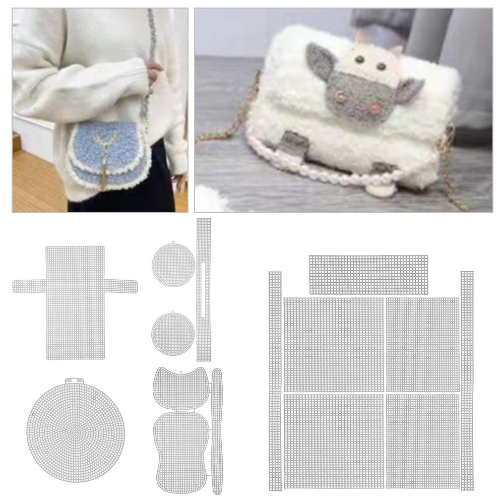 Plastic Bag Knitting Grid Plate Weaving Helper Sheet Wire Hanging White Net Cover Knitted Piece Woven Grid Board Sewing Supplies