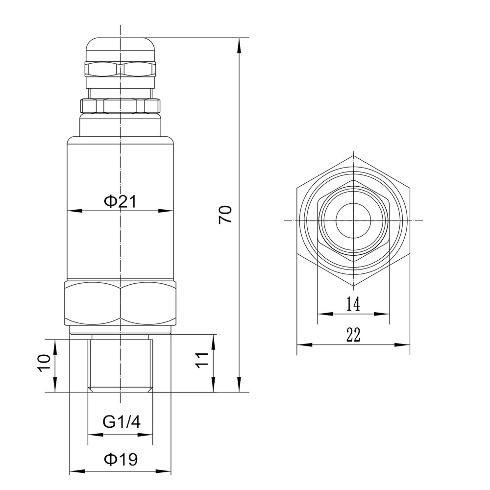 Tryktransmitter sensor vand olie brændstof gas luft  g1/4 12-36v 4-20ma 0-600 bar valgfri tryktransducer i rustfrit stål