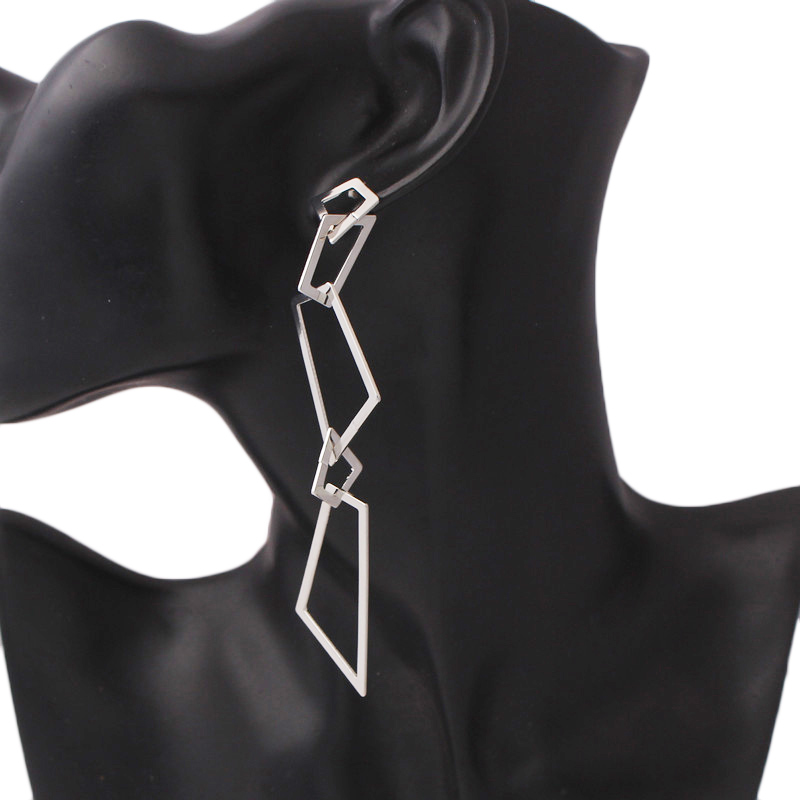 Pendientes colgantes de Metal de Color dorado , pendientes largos geométricos huecos para mujer, joyería para banquete, de