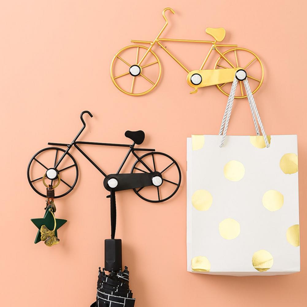 Gouden Fiets Vorm Muur Haken Decoratieve Haken Muur Art Decor Ijzeren Deur Haak Thuis Organizer Sleutelhouder Hoed Tas Haak hanger