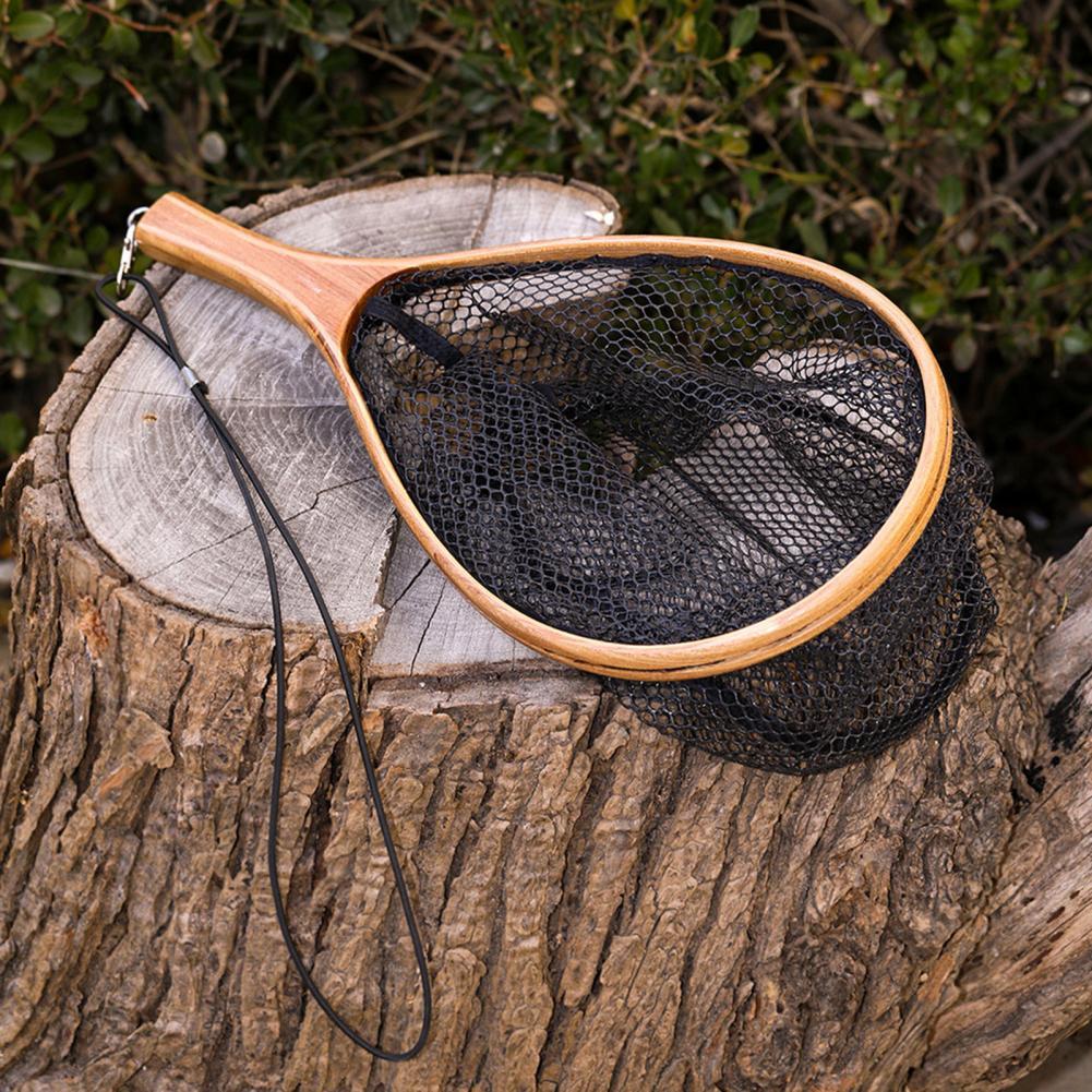 Fish Dipping Net Wood Handle Landing Dip Net Lightweight Convenient Useful Good Toughness Landing Net