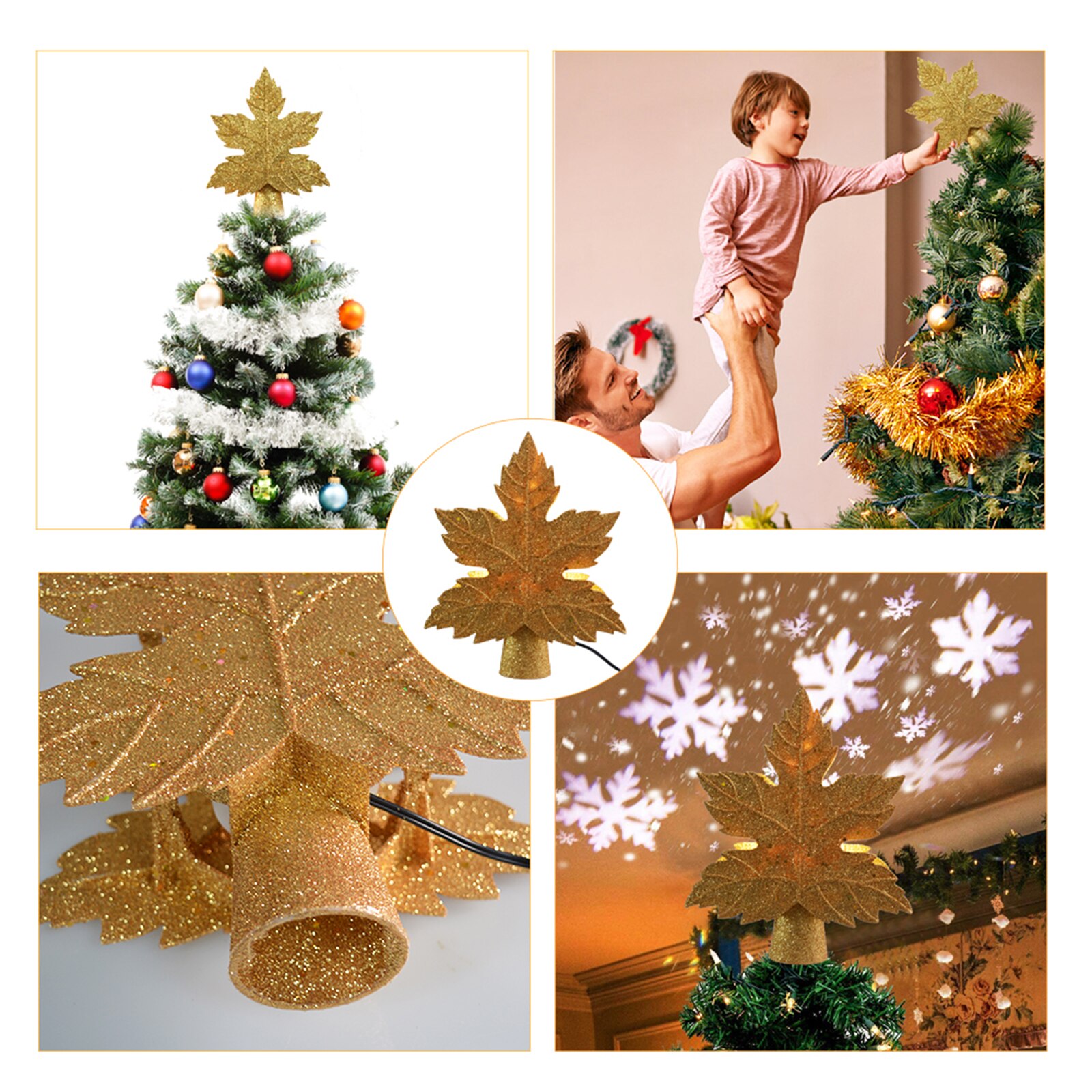 Christmas Tree Topping LED Night Light Projector Projection Lamp Party For Kids Christmas Glitter Gold Party Lights