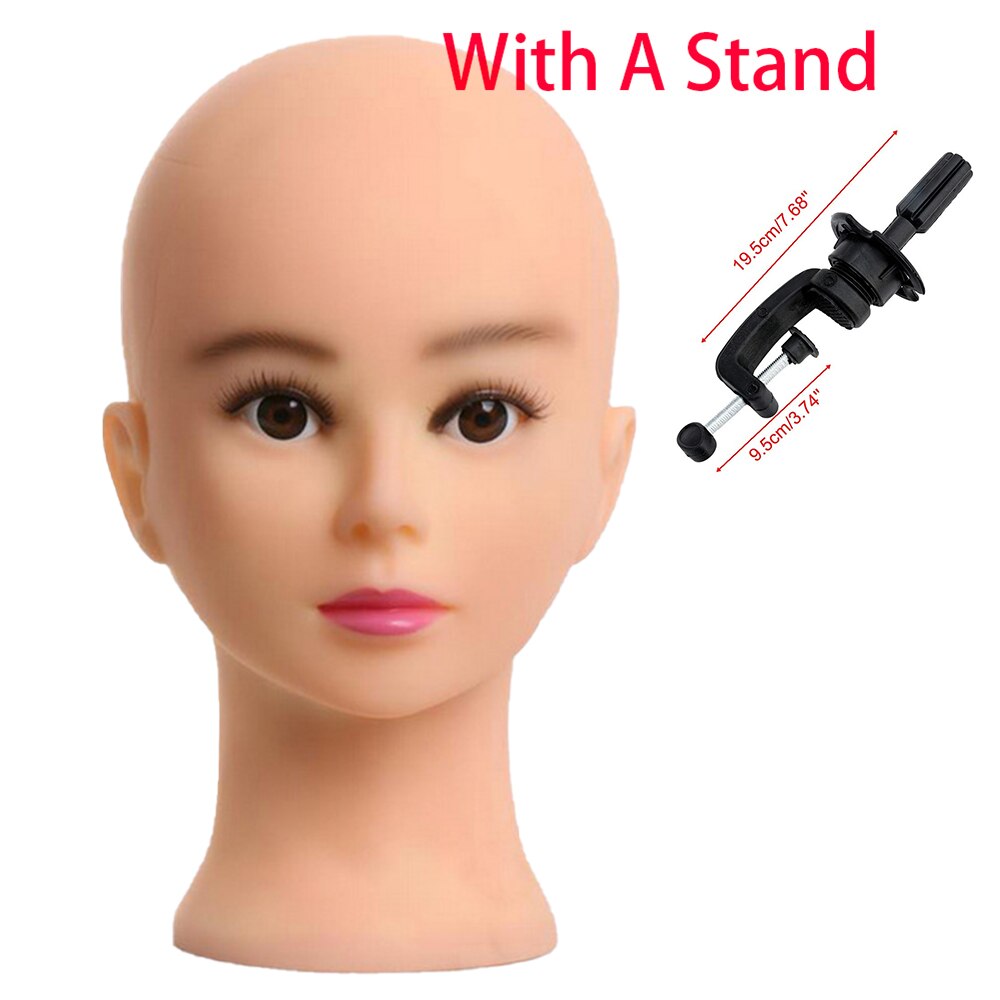 Bald Mannequin Head With Clamp Female Mannequin Head For Wig Making Hat Display Cosmetology Manikin Head For Makeup Practice: White