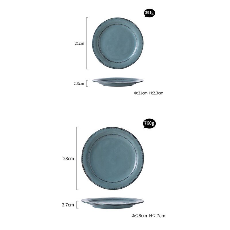 KINGLANG Plates Art Retro Dishes Ceramic Pottery Dinner Steak Plates Blunch Dish For Wedding Party Plates: Green SL 2pcs