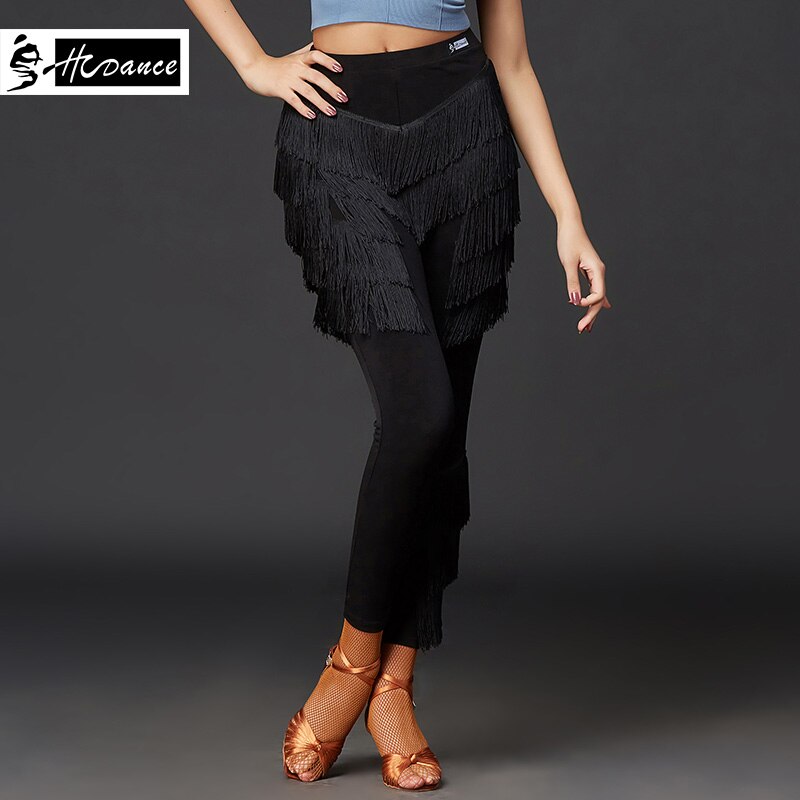 Latin Dance Broek Praktijk Kleding Dans Kleding Prestaties Kleding Kwastje Broek Professionele Bodems Leggings: M