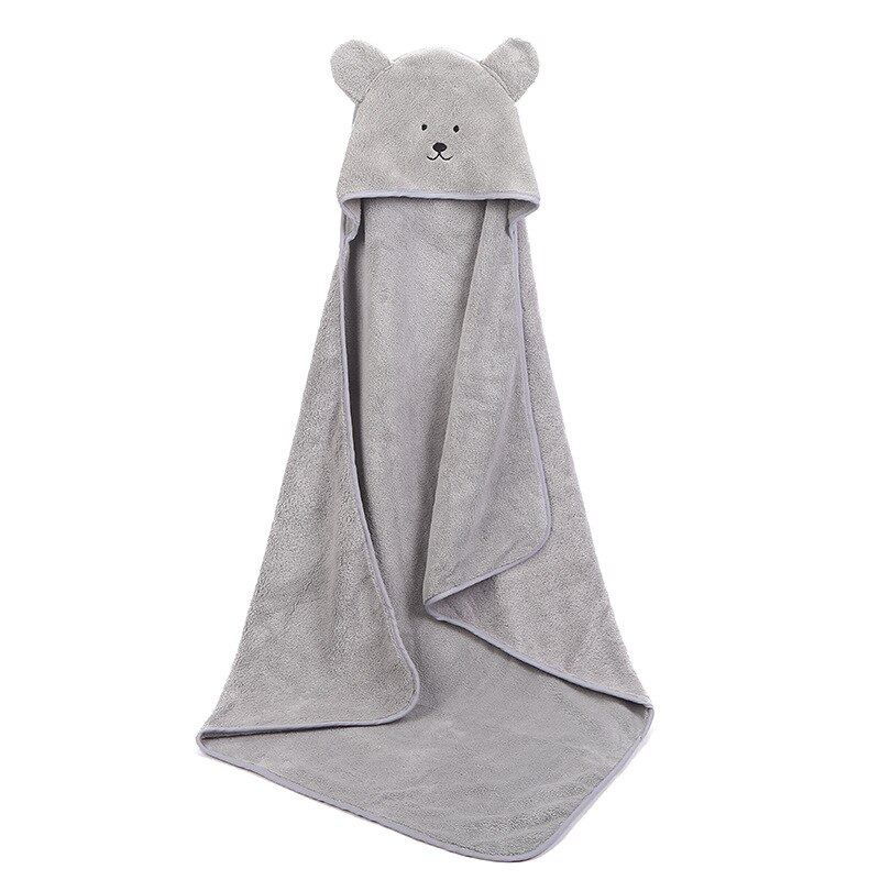 Baby Girl Blanket Coral Fleece Toddler Bath Towel Quick Drying Baby Boy Hooded Plush Blanket Swaddle Receiving Blanket: Gray