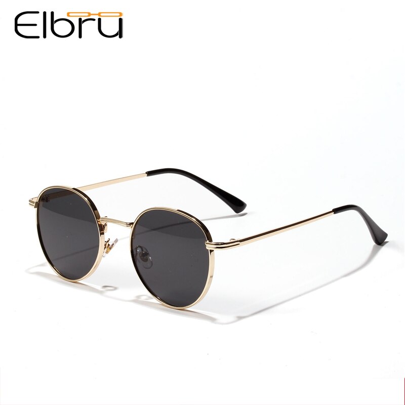 Elbru Vintage Ronde Zonnebril Vrouwen Ontwerpers Metalen Frame Zwarte Zonnebril Vrouwen Zomer Stijl Mode Zon Galsses