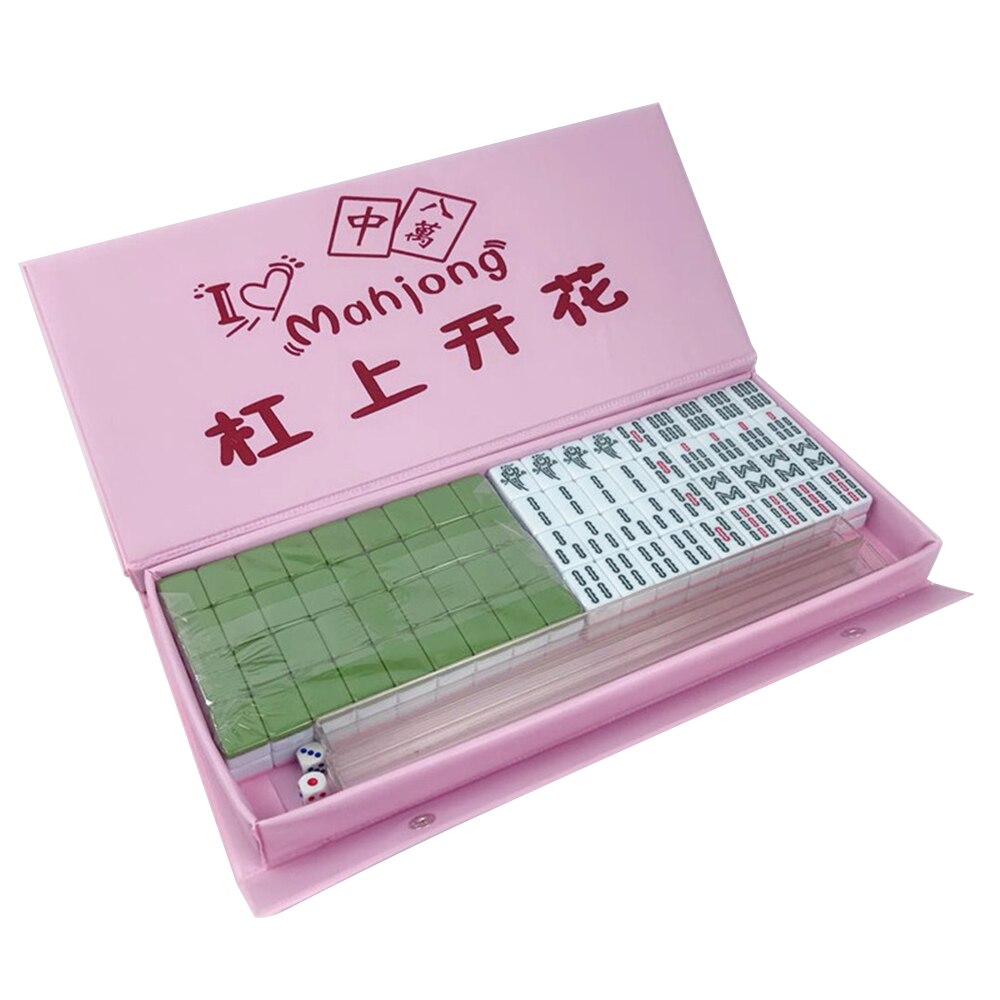 Mini Mahjong Toy Portable Folding Wooden Box Mahjong Set Table Game Mahjong Travelling Board Game Entertainment Interactive Toy: Olive Green