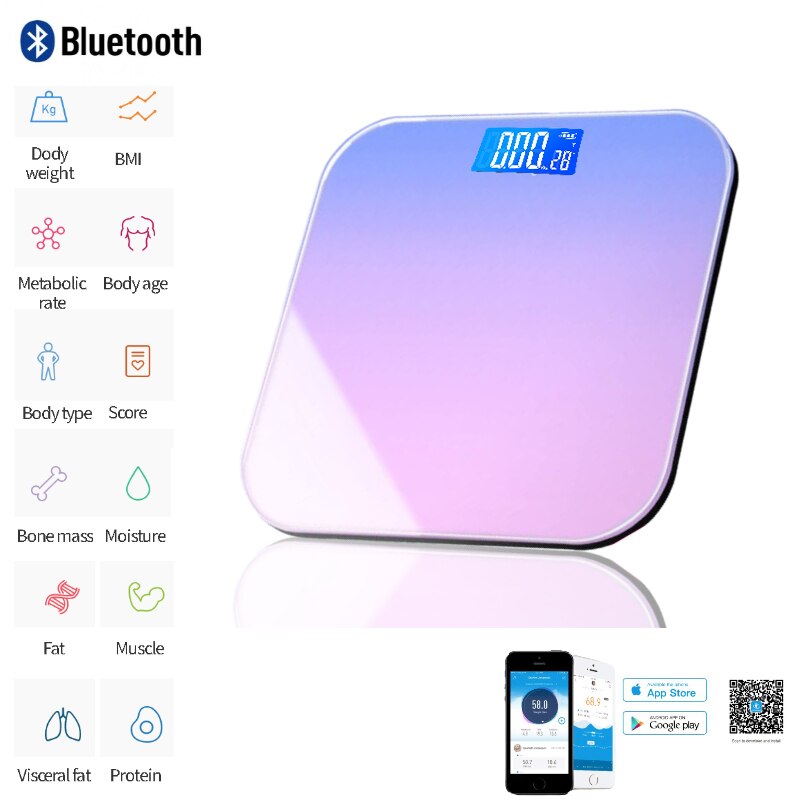 Bathroom Weight Scale Bluetooth Mobile Phone Interconnection Smart Electronic Scale LCD Display Human Health Monitor