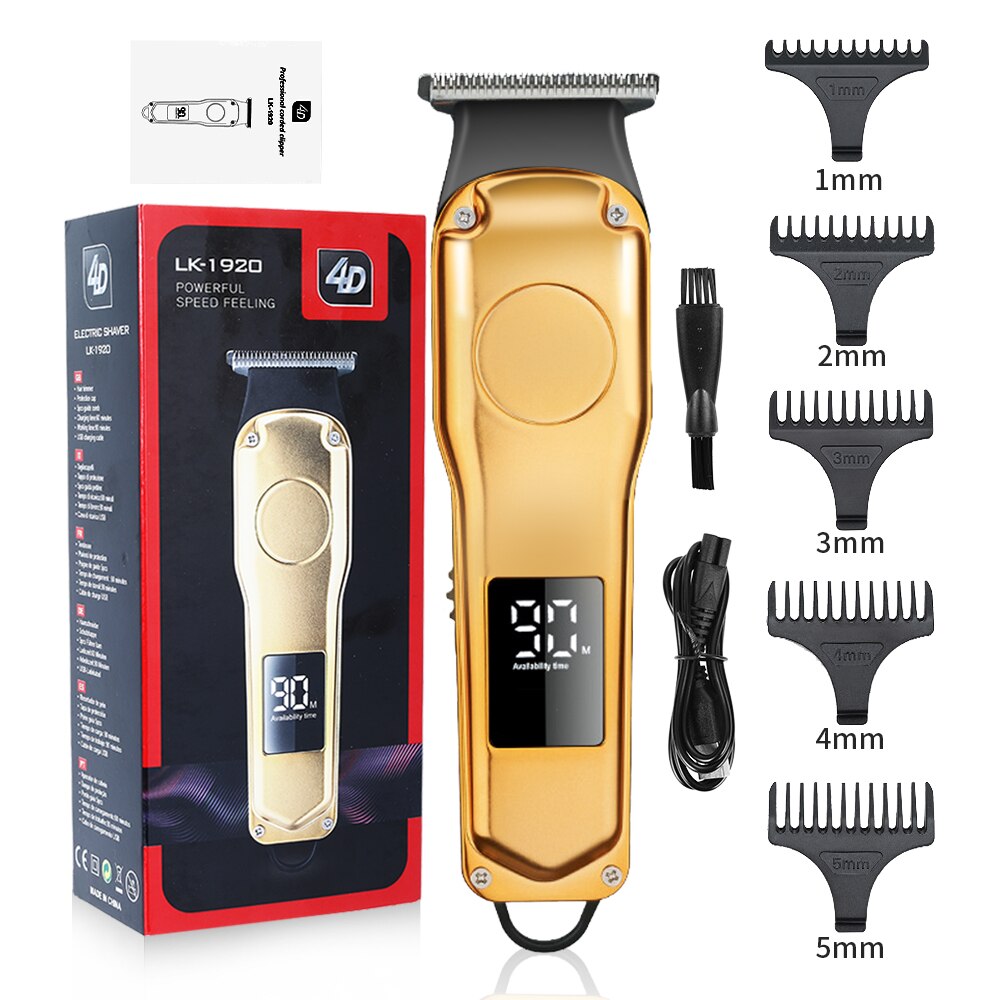 Tondeuse à cheveux professionnelle + rasoir électrique rasoir sans fil tondeuse à barbe Rechargeable finition coupe de cheveux Machine tondeuse directe: Hair Clipper Gold