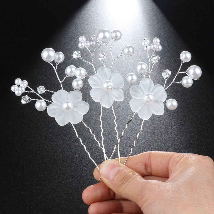 Katesolo Haar Sieraden Bruiloft Haarspelden Crystal Rhinestone Flower Bridal Haarspelden Bruidsmeisje Hair Clips Vrouwen Haar Accessoires: hehua white