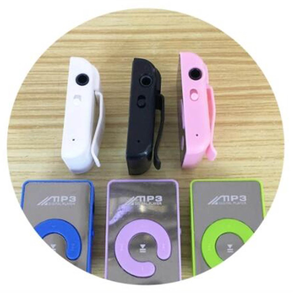 Portable Mini Mirror Clip MP3 Player Music Media Support Micro SD TF Card Hifi MP3 for Outdoor Sports Lithium Battery