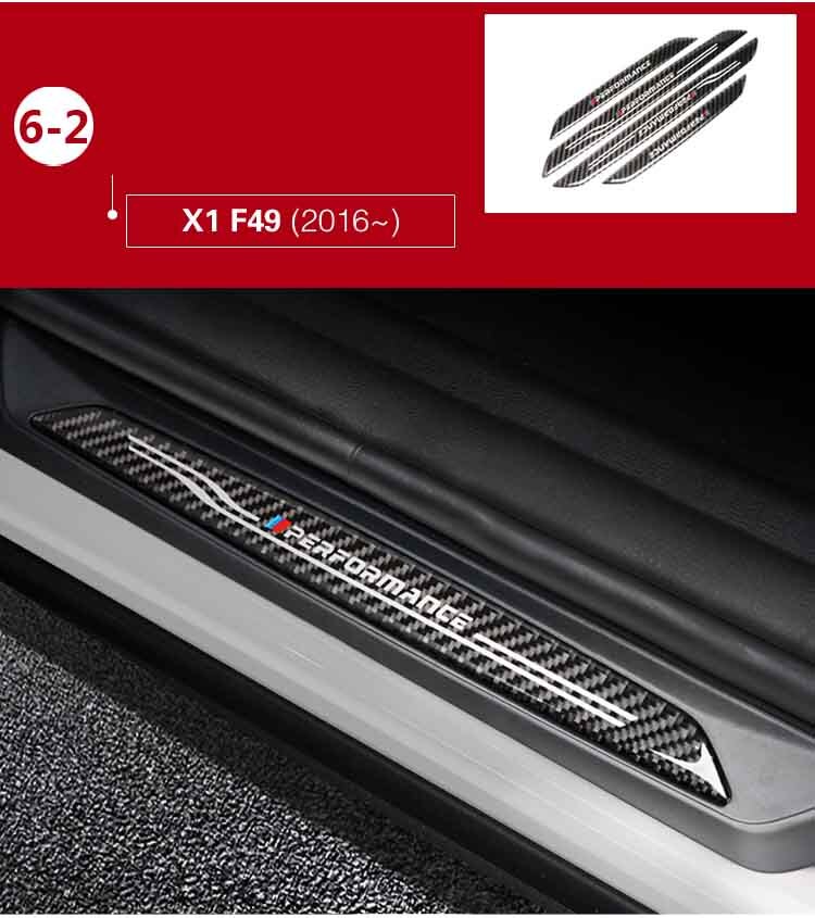 Umbral de puerta protectores de placa de desgaste de fibra de carbono de umbral de puerta s pegatinas para BMW F10 F30 F34 E70 X1 X5 X6 E90 E70 E71 Accesorios: X1 F49 2016-