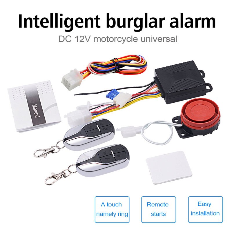 EFHIPS alarma moto 12V Universal Motorcycle Alarm System Scooter Anti-theft Security Alarm System Two Pcs Control Key